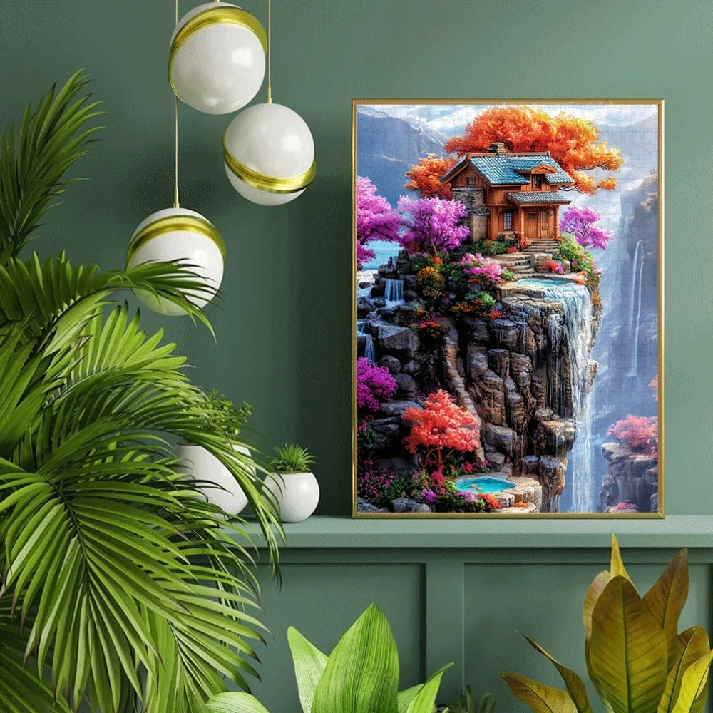 ファンタジー風、風景要素のペーパーパズル 1000ピース 大型パズル おもちゃ 大人向けゲーム ギフト 家族向けインタラクティブゲーム パズル DIY H