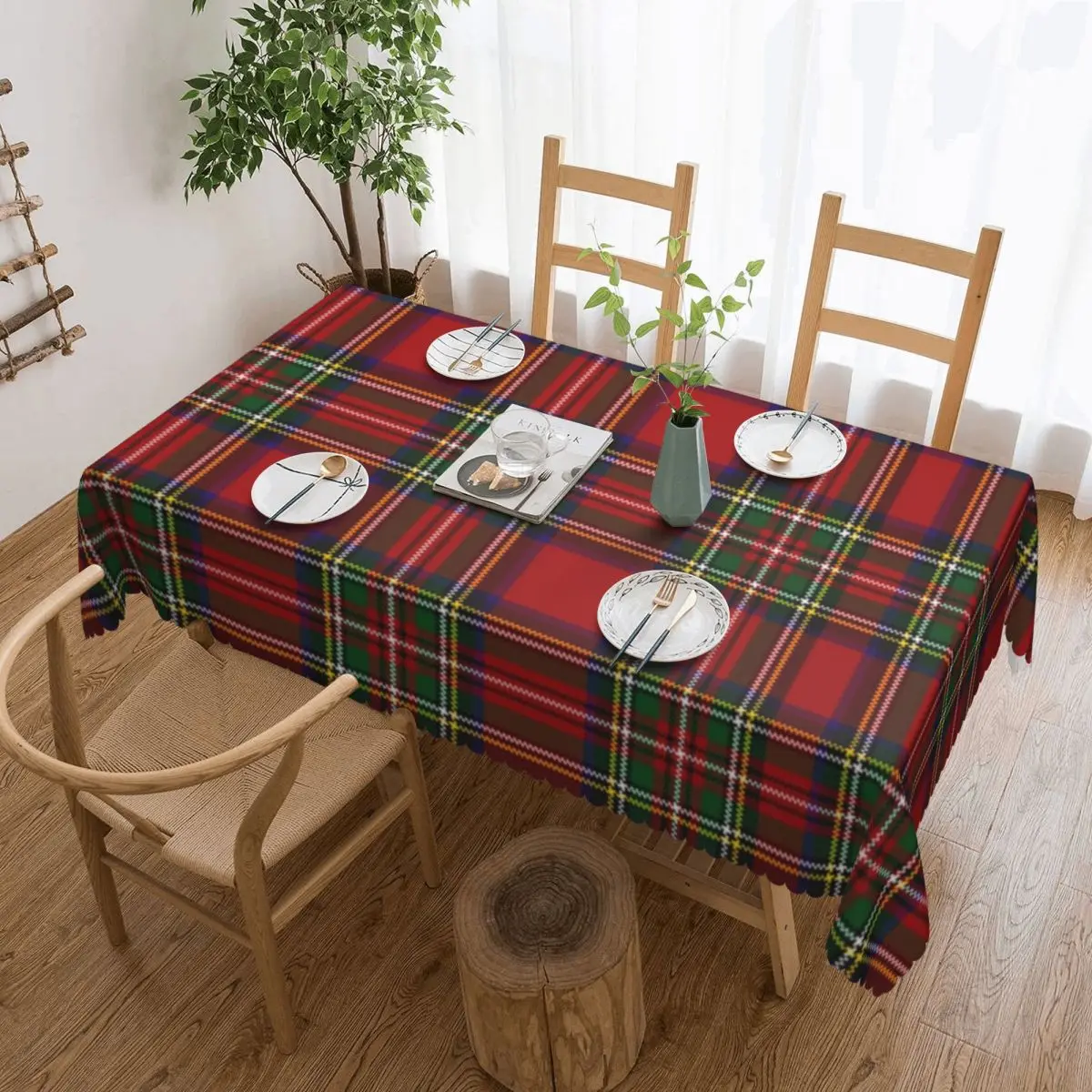 

Rectangular Waterproof Oil-Proof Modern Classic Red Tartan Tablecloth Table Covers 45"-50" Fit Fashion Plaid Check Table Cloth