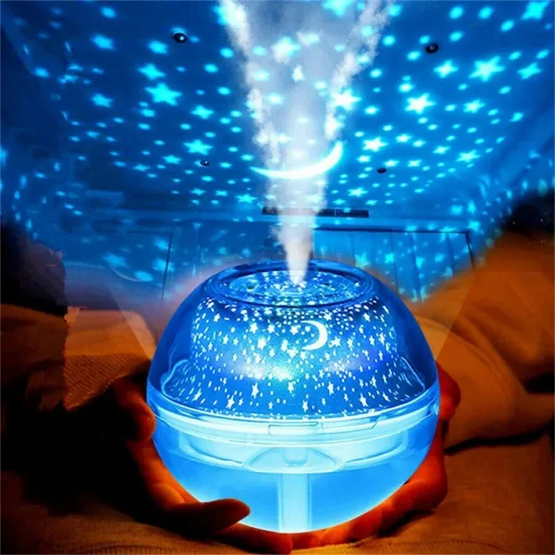 LED Projection Night Light Home USB Humidifier 7 Color Starry Sky Ambient Light Bedroom Decoration Best Gift For Children