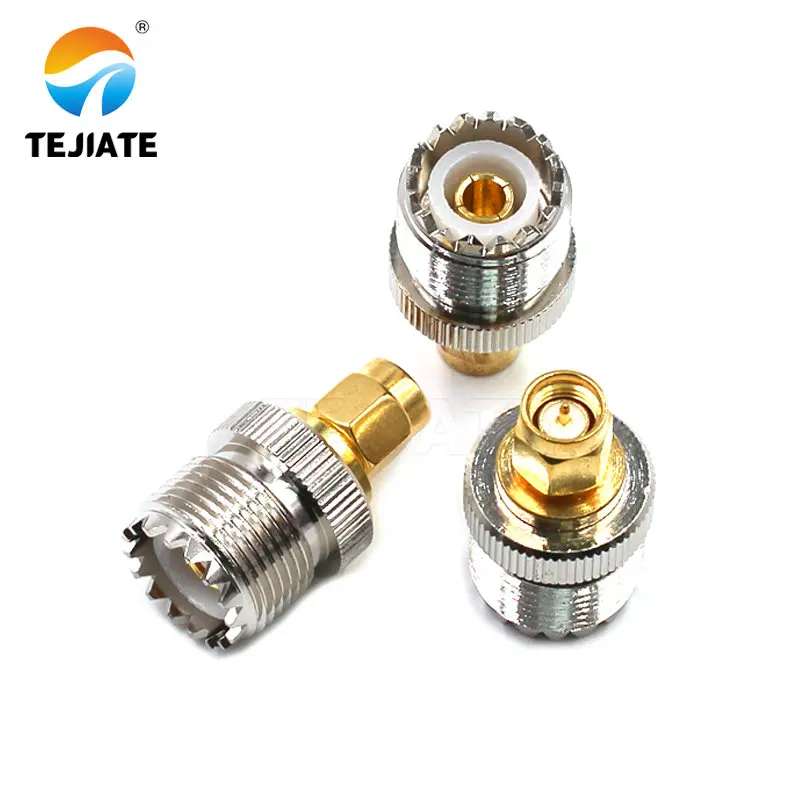 1PCS SMA-UHF female and male to male RF coaxial adapters for testing all copper connectors of SMA to UHF interphones