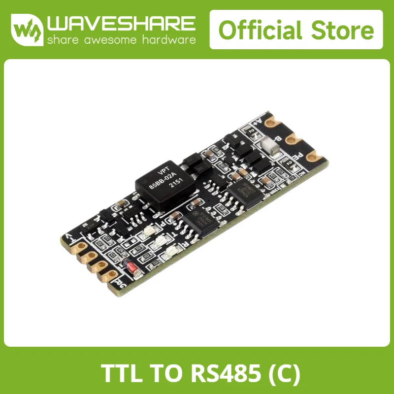 Waveshare TTL To RS485 (C) Galvanic Isolated Converter, Half-Duplex Communication, Lightningproof & Anti-Surge, Multi-Isolation