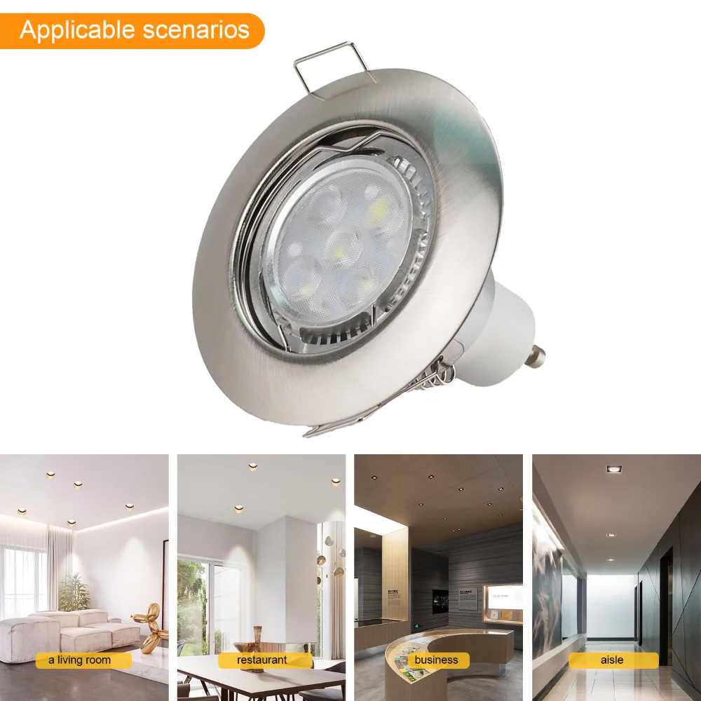 10pcs Metal Round GU10 Recessed Downlight LED MR16 Fitting Ceiling Spot Lights Frame Suit Dia 50mm Bulbs Lamp Socket Holder