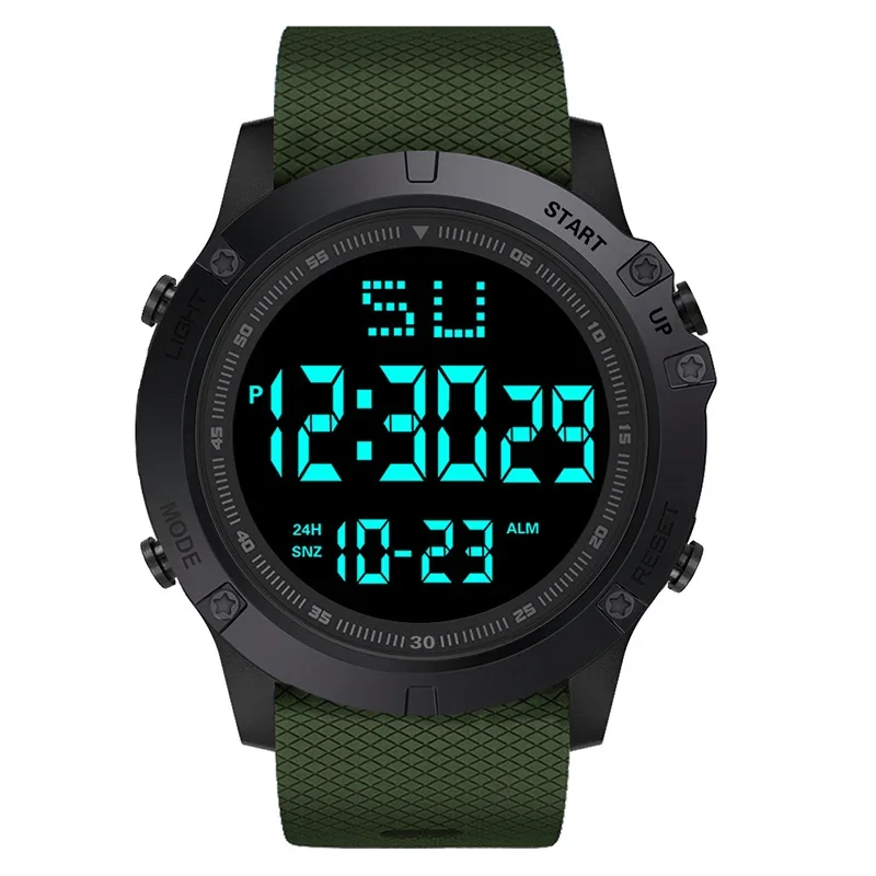 YIKAZE Men's Sports Digital Watches Black Screen Multifunctional Waterproof Military Sport Watch Electronic Wristwatch for Man