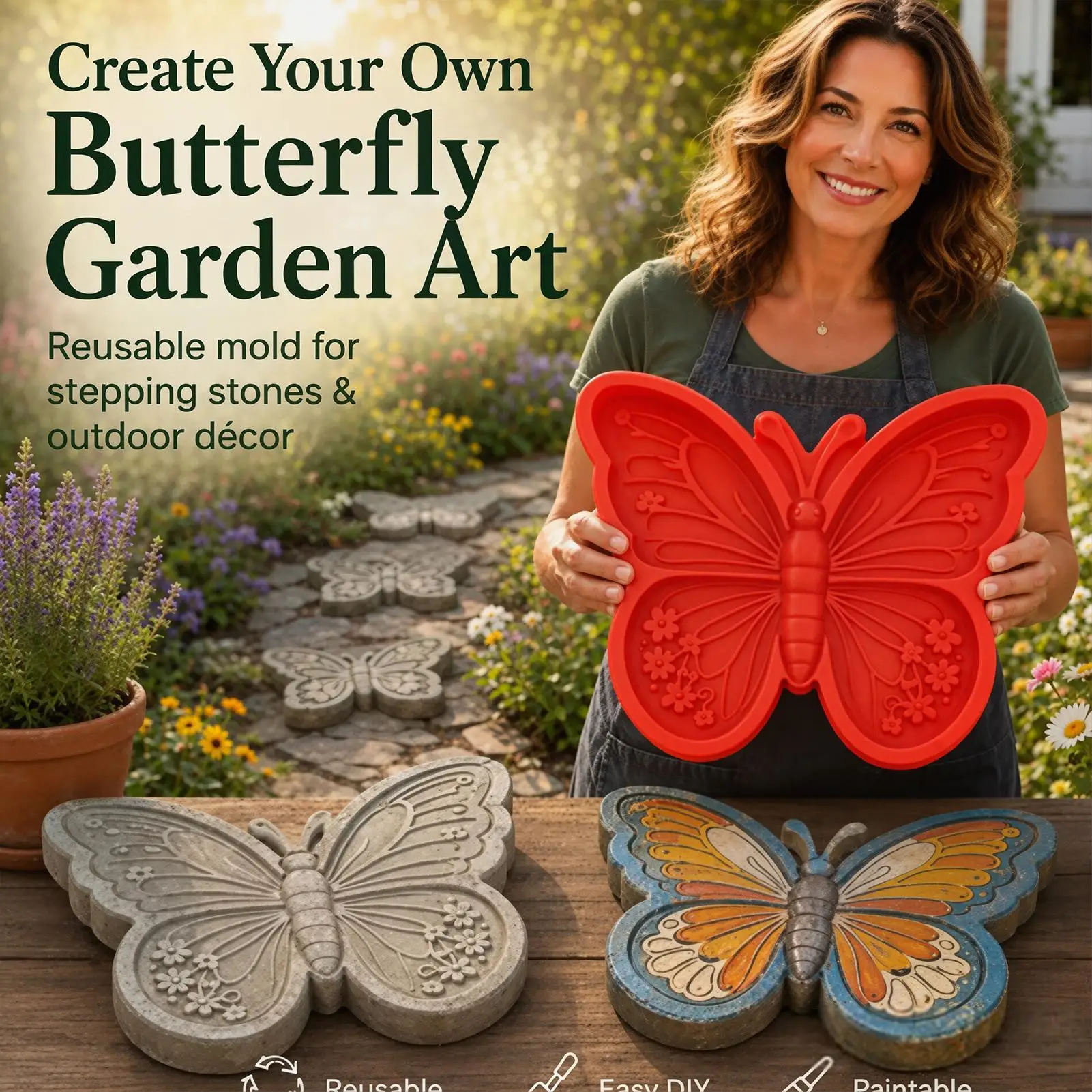 Sunflower Concrete Mold DIY Path Paver Cement Mould Sunflower Concrete Mold for Outdoor Landscape Lawn Patio Pathway Walkway
