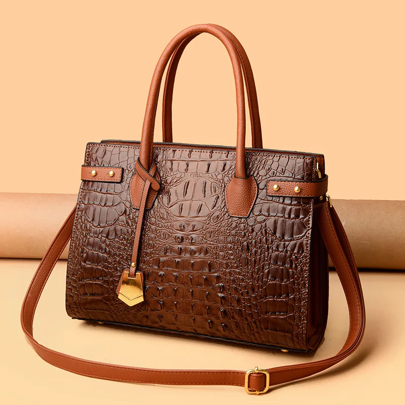 2024 Luxury Leather Handbag For Women New Ladies Crocodile Pattern Shoulder Crossbody Bag Large Capacity Shopper Casual Tote Sac