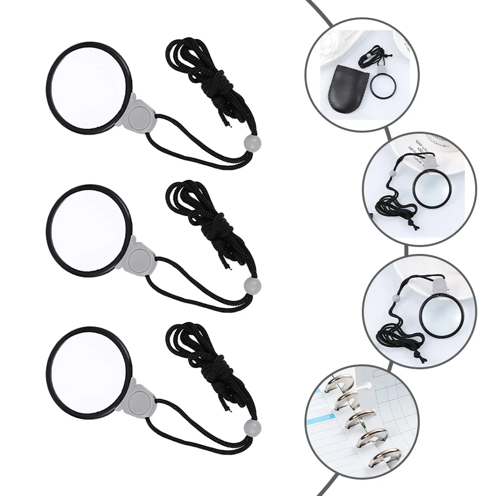 

3Pcs Sturdy Trustworthy Magnifier Necklace Great for Reading Magazines Receipts and Collectibles Magnifying Glass