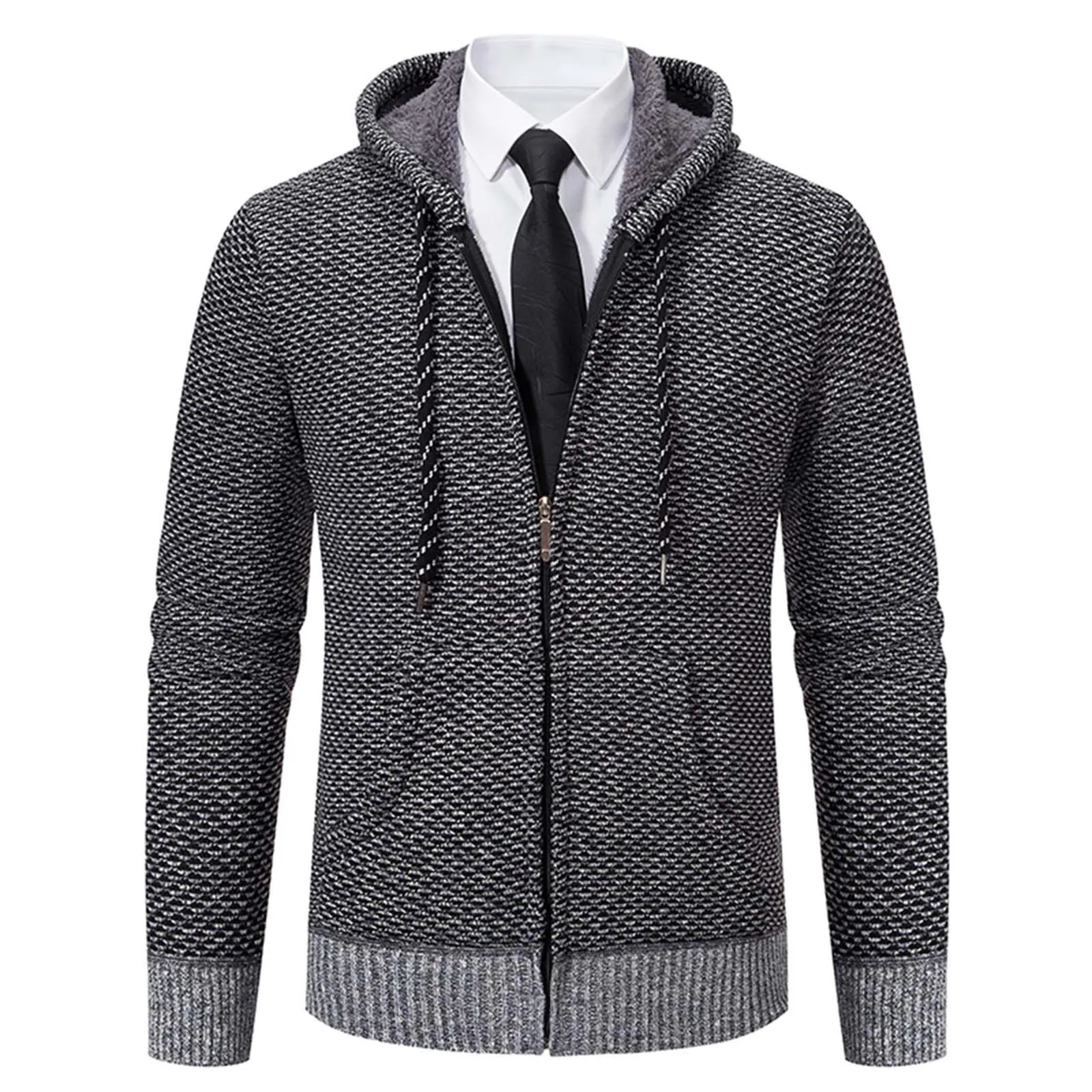 Cardigan à manches longues en tricot rembourré de velours pour hommes, manteau pull, vestes chaudes d'extérieur, tendance, automne, hiver, nouveau, plus, 2024