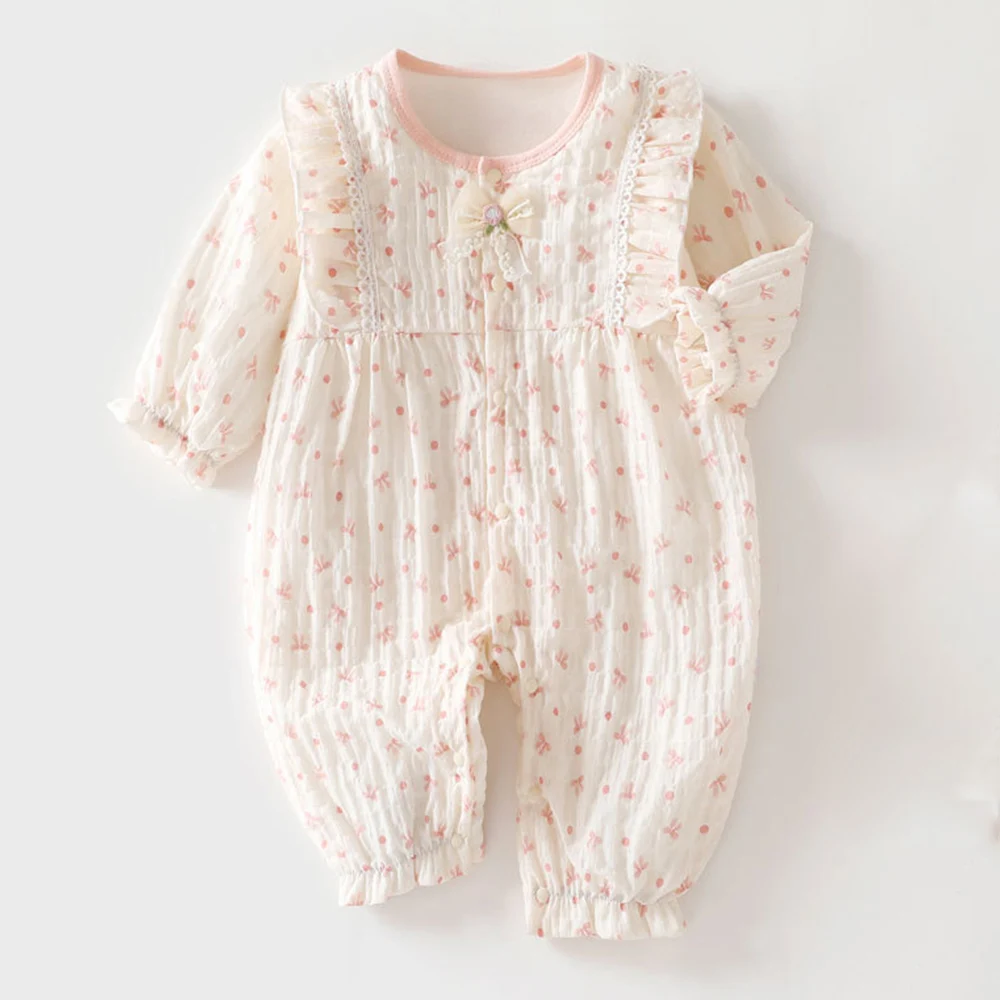 Baby Girl Romper Long Sleeve Spring Autumn Double Layer Newborn Boutique Clothing Ruffles Princess Infant Jumpsuit