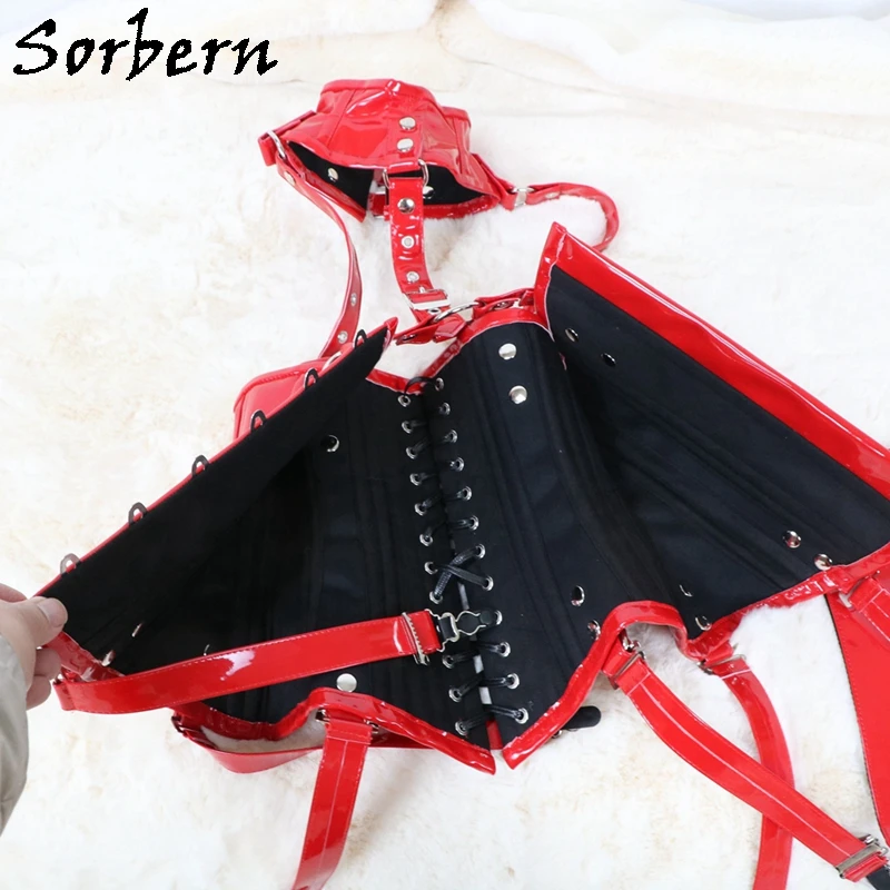 Sorbern-Espartilho Sexy com Pescoços, gótico, Espiral Desossada Espartilho, Burlesque Roupas Steampunk, Zipper Bustiers Costume