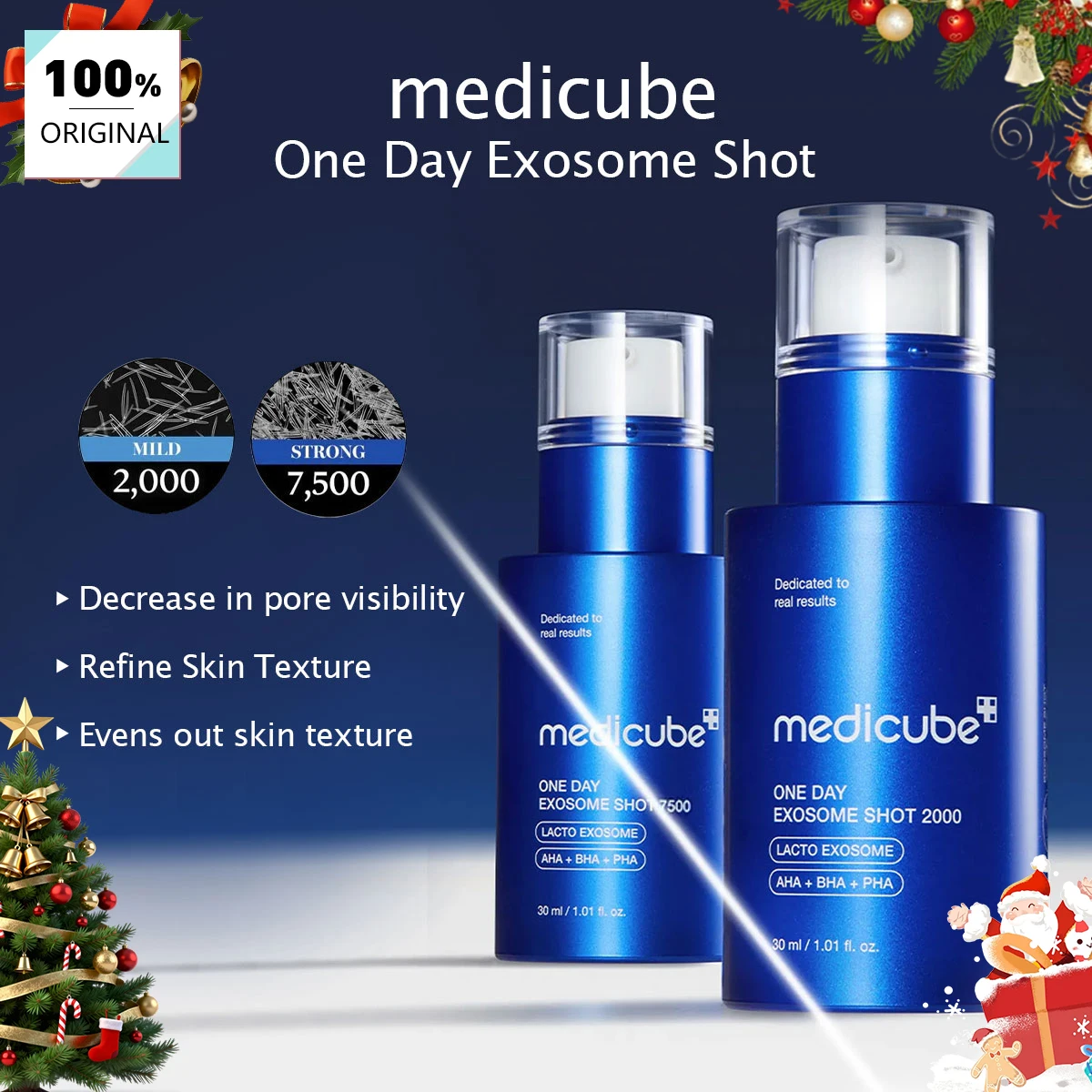 Medicube Exosome Shot de un día, líquido transparente, absorción rápida y no pegajoso, minimización de poros, reparación intensiva, K-Beauty, maquillaje coreano