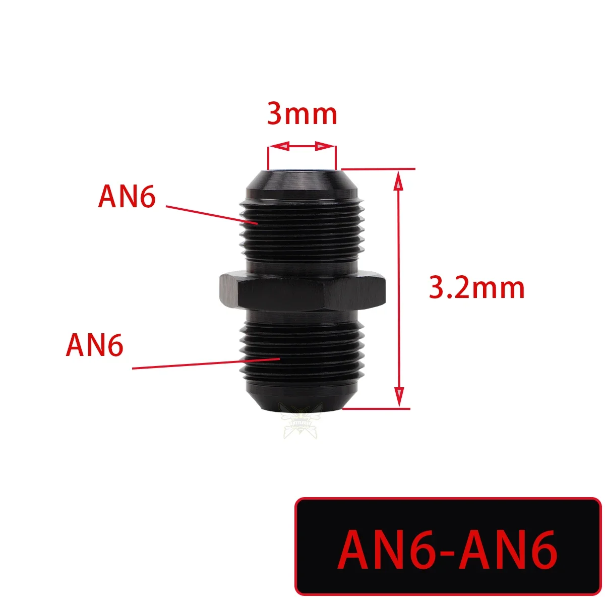 BATTLE BEE AN8 AN10 AN12 Male - Male Straight Flare Union Adapter AN -6 (AN 06) to AN6 Hose end Fitiing Joint Black