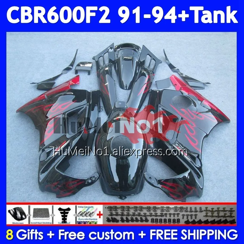 Body+Tank For HONDA CBR600 F2 FS CBR600FS 37No.1 CBR600F2 CBR 600F2 600 F2 1991 1992 1993 1994 91 92 Red flames 93 94 Fairing