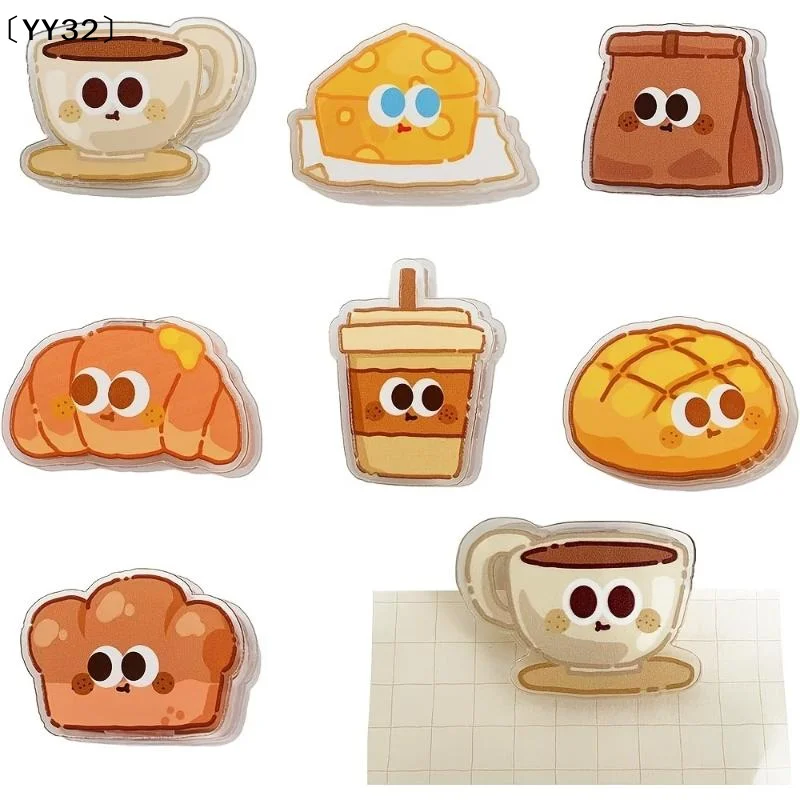 7 Pcs Cartoon Bread Shaped Snack Bag Sealer Clips MultiPurpose Clips Food Packages Receipts Notes Files Book Pages Photos〔YY32〕