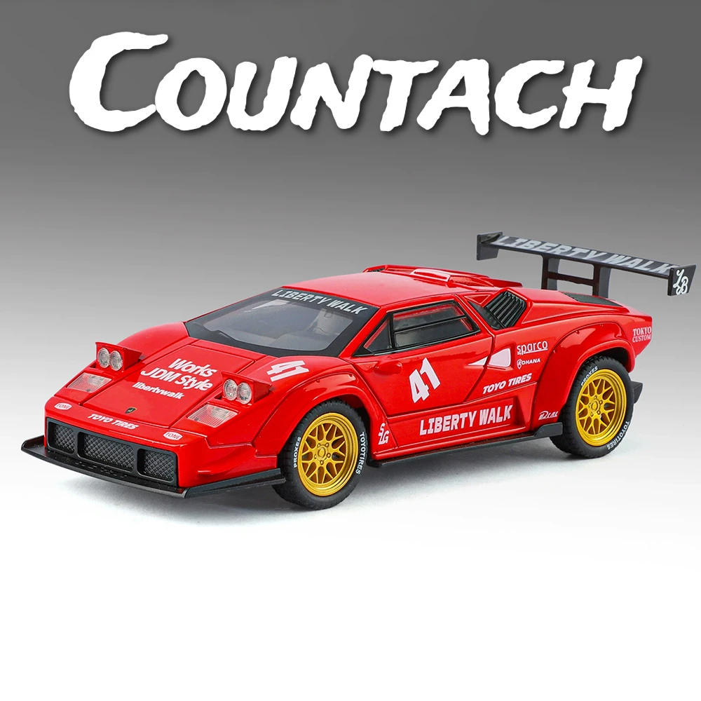Maßstab 1:32 Countach LBWK LP500S Automodell Spielzeug Sound Licht Zurückziehen Türen Geöffnet Hohe Simulation Autos Modelle Desktop Ornament