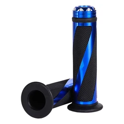 Blue Stripe 7/8inch Motorcycle Handlebar Hand Grips For Yamaha Honda Suzuki Kawasaki Triumph Buell Ducati Can-Am Vespa BMW ...