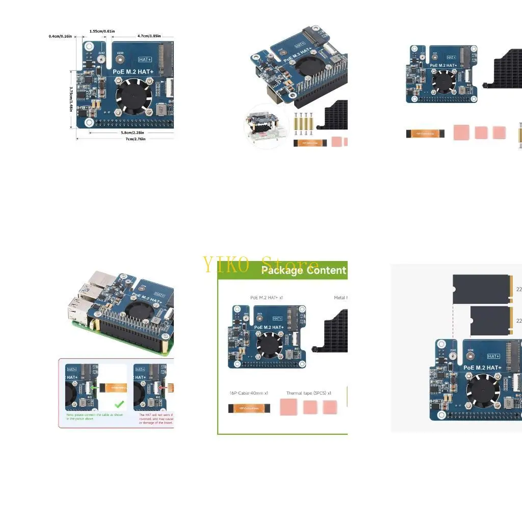 

K32C PCIe to M.2 Adapter with PoE Function for RPi 5 Supports NVMe M.2 Solid States Drive High Speed Reading Writing