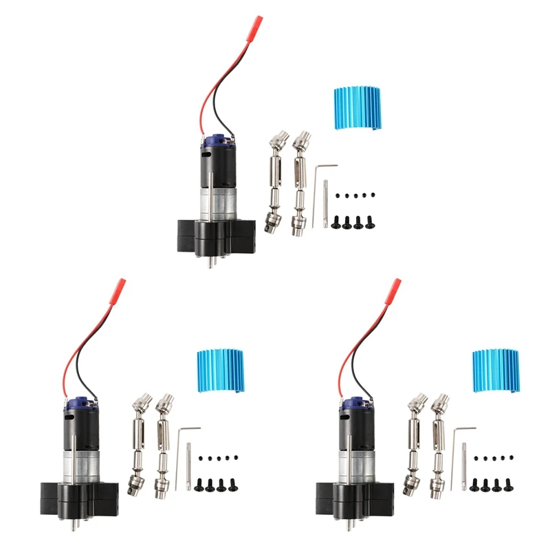 

【Hot Cake】3X Metal Transmission Gearbox 370 Motor With Drive Shaft Upgrade Accessories For WPL C14 C24 B24 B36 MN D90 MN99S,Blac