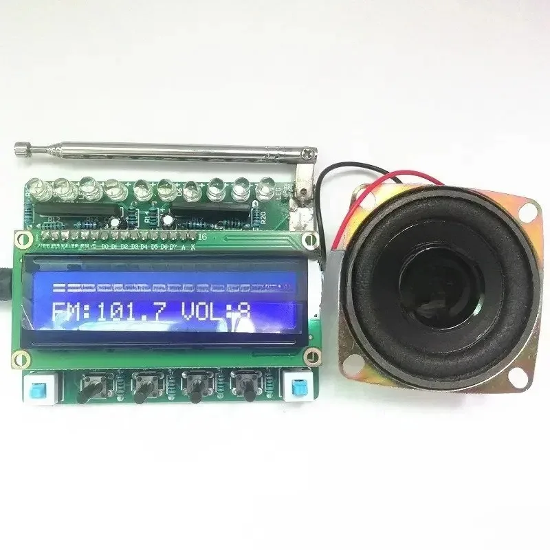 2PCS 51 Single-Chip Microcomputer With Level Indicator RDA5807 FM Module Digital Radio DIY Electronic Assembly Accessory