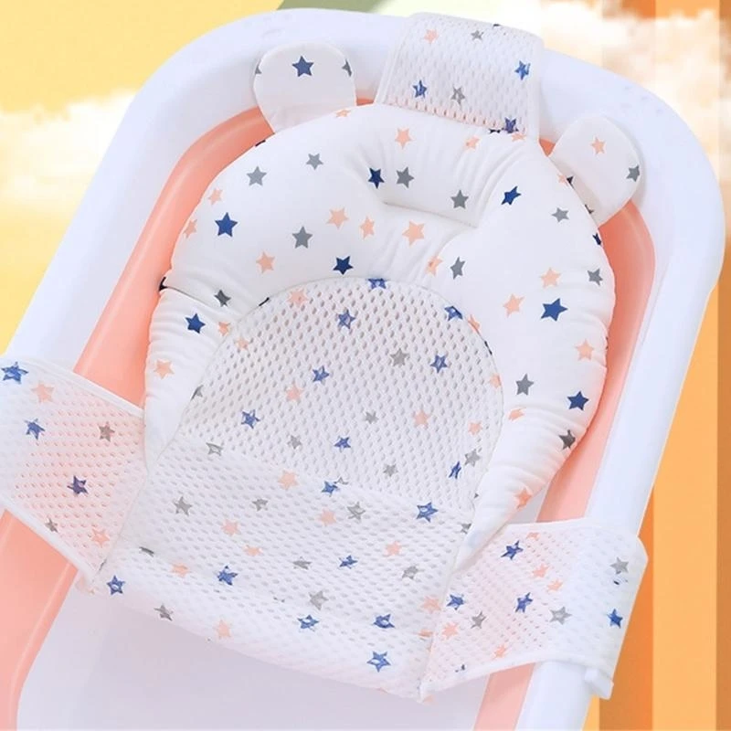 Soft Breathable Newborns Bath Support Cushion Mat Shower Pad with Buckle Design