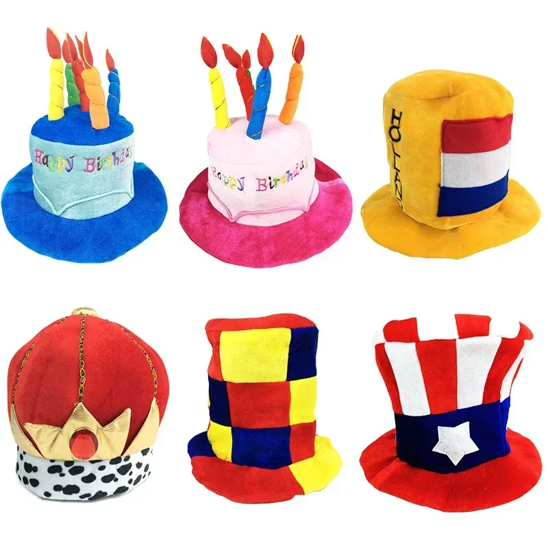 Adult Halloween Circus Clown Hat Football Beer Party Costume Elf Cosplay Mardi Gras Props Masquerade Carnival Birthday Cake Cap