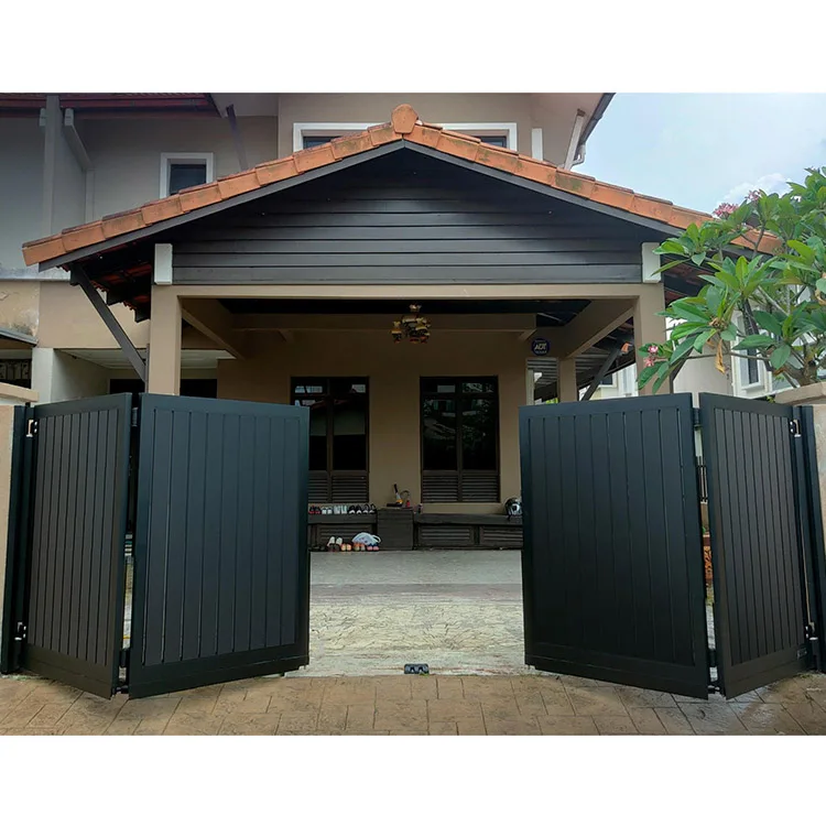 Automatic Aluminum Sliding Fold Gate Simple Modern Metal Main Front Gates Design House Outdoor Driveway