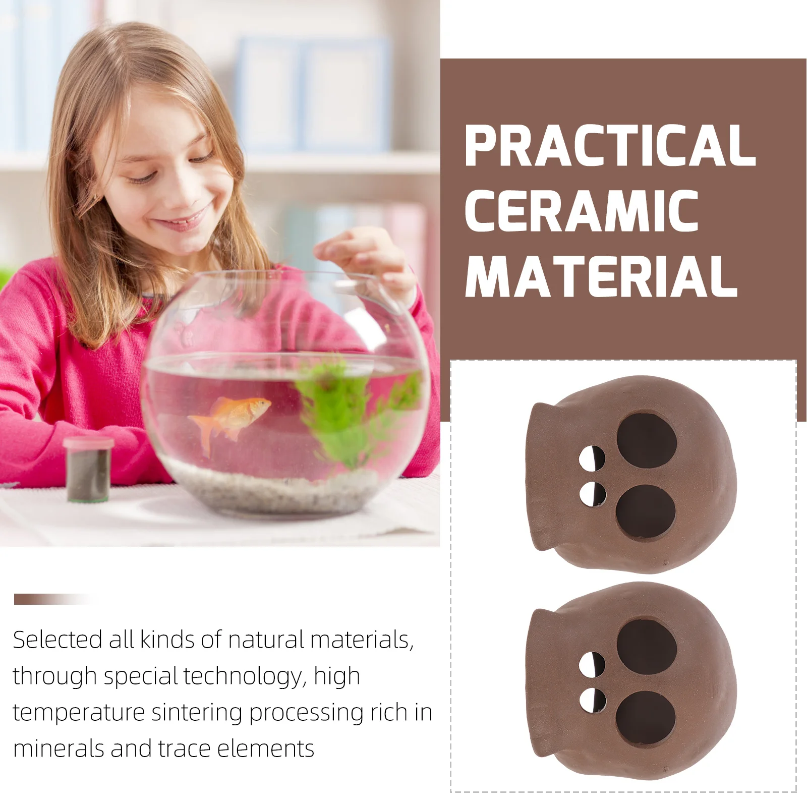 

2Pcs Ceramic Aquarium Caves Fish Tank Hideout for Landscaping Decor Spawning Breeding Safe Freshwater Fish Shrimp Cave