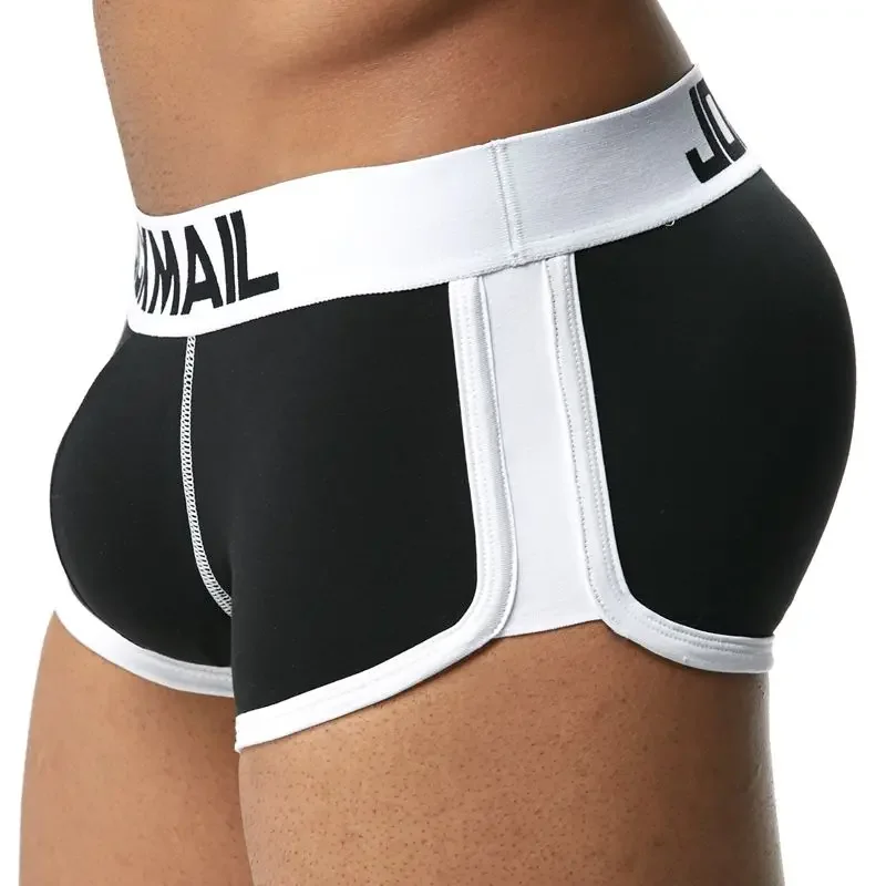 JOCKMAIL Padded mens underwear boxers Trunks with sexy gay penis pouch bulge enhancing Front + back Double removable push up cup