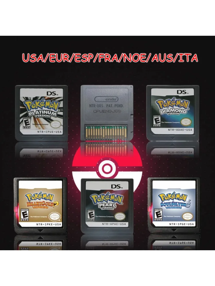 Pokemon Series DS Game Cartridge Diamond Platinum Pearl HeartGold SoulSilver Black White Meertalig voor NDS/2DS - afbeelding 2