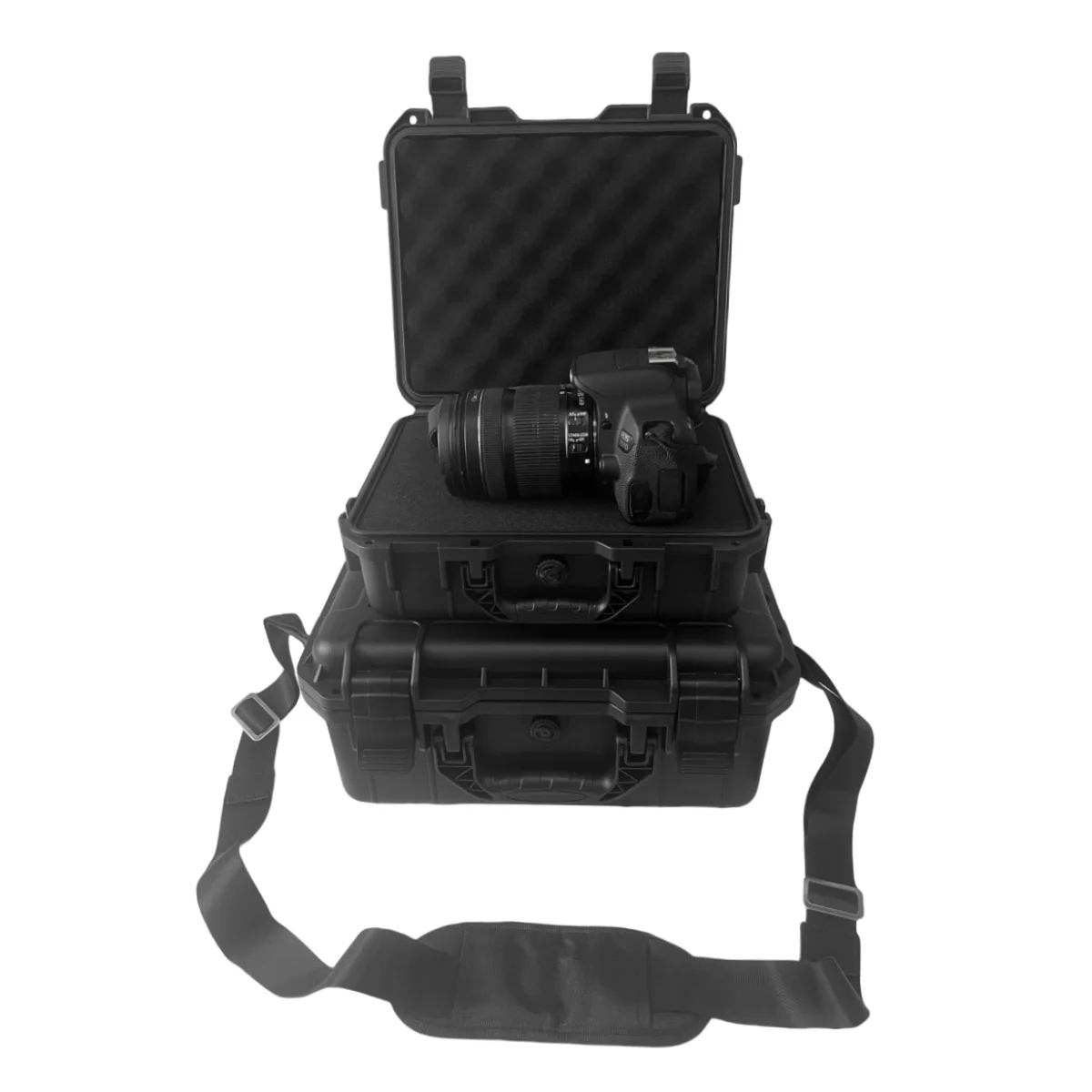 1 Waterproof Heavy-duty Protective Toolbox with Pre Cut Sponge Inserts - Durable Plastic, Shockproof Equipment Storage Box