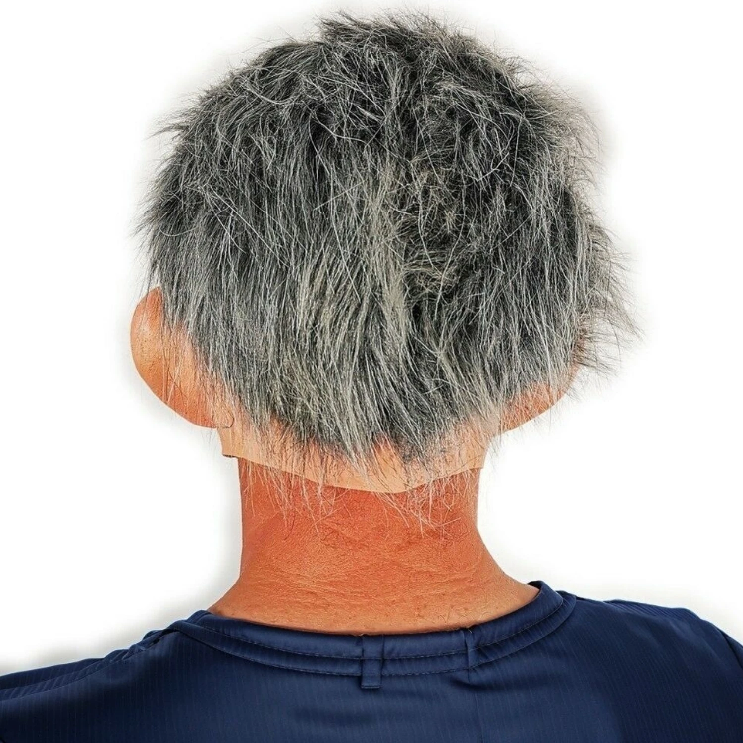 Maschera da uomo anziano in gomma realistica Testa calva con capelli grigi per un divertente accessorio per costume da cervo di Halloween