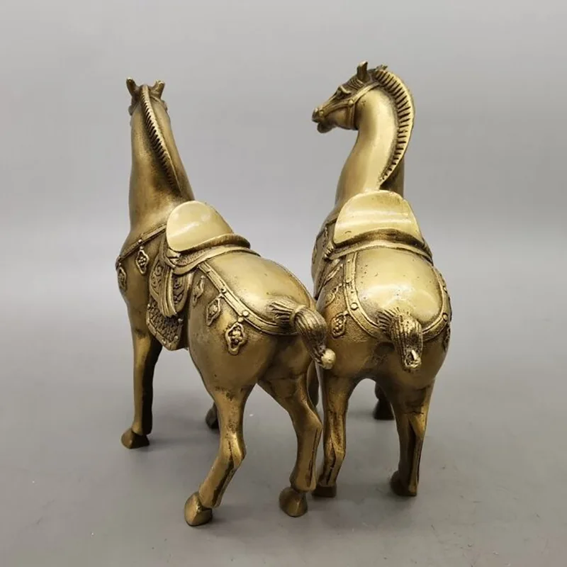 style aged zodiac horse home decoration antique brassware,a pair of brass horses for display craft gift