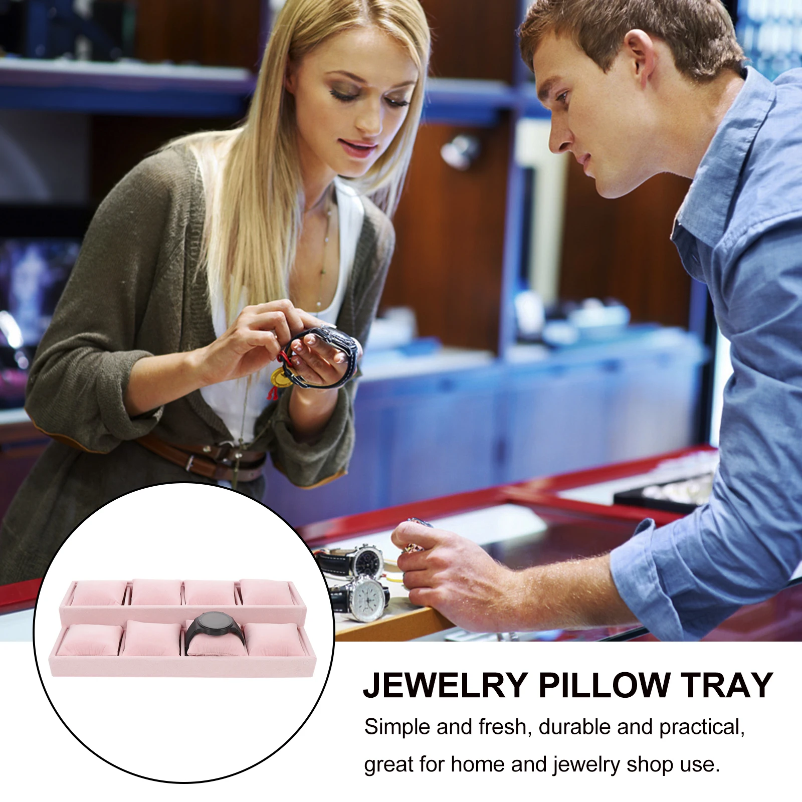 

Velour Watch Display Tray Jewelry Storage ganizer Double Layer Box Bracelet Bangle Velvet Pillows Practical Home Shop