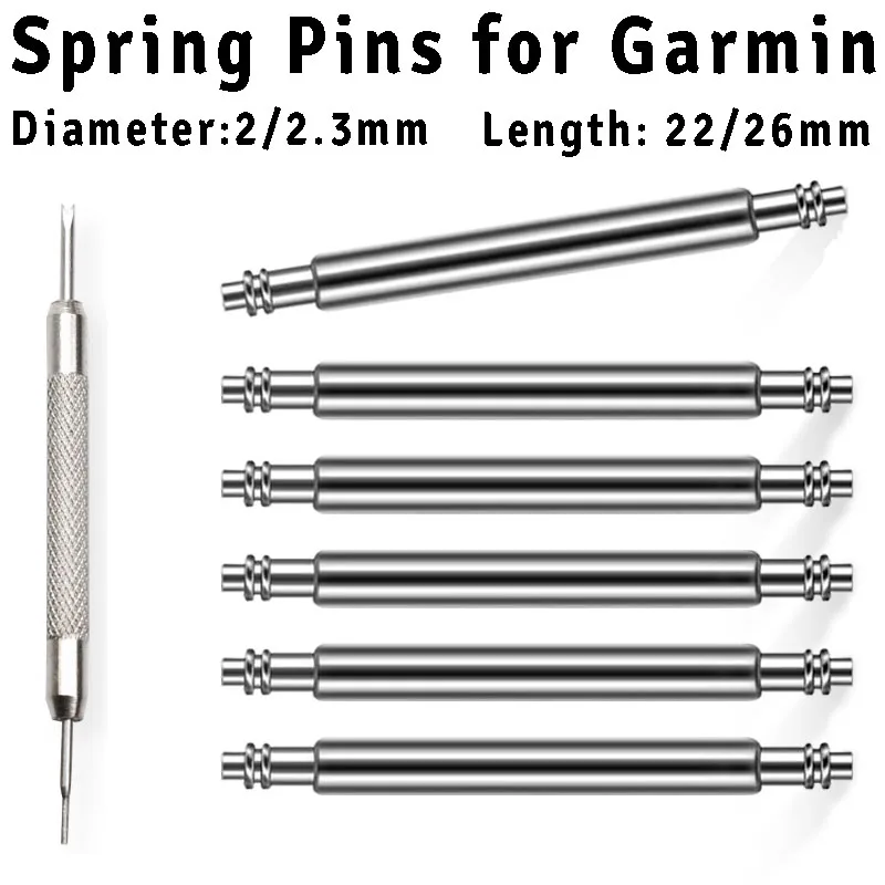2mm 2.3mm Thick Watch Band Spring Pins Metal Link Pins For Garmin Fenix 8 7X 6X Pro Forerunner 945 955 22mm 26mm Spring Bars