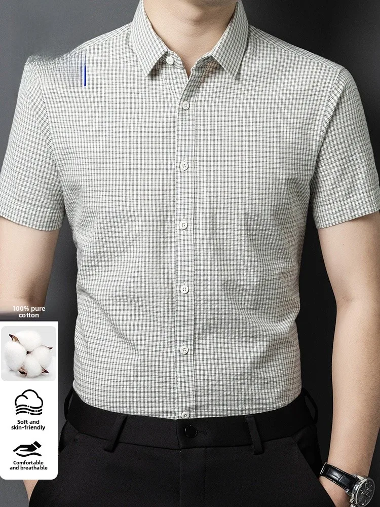 

Rn Premium Cotton Summer New Sle ort Sve Casual irt Thin f Sve Cheered Menswear Breathable Faion Ci