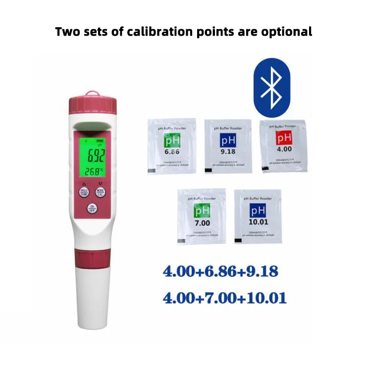 Ble-9908บลูสมาร์ทฟัน5จุดปรับเทียบ4 in 1ดิจิตอล PH TDS EC เครื่องวัดความเค็ม