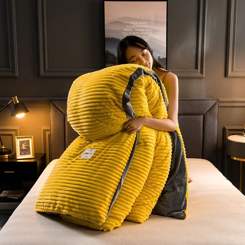 Home Textiles Bedding Set Duvet Cover Thicken Flannel Duvet Cover Winter Warm Snow Fleece Sheet Pillowcases Twin Queen King Size image 3