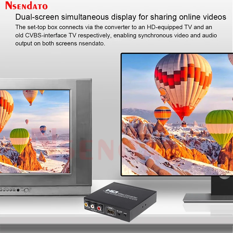1080P HDMI-Compatible TO CVBS HDMI-Compatible AV RCA Video Converter Auto Scaler Adapter for Camera DVD Laptop PC TO TV Monitor