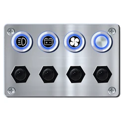 Oxidation-Resistant Aluminium 4 Gang ON-Off Ignition Push Button Switch Panel with Reset Circuit Breakers