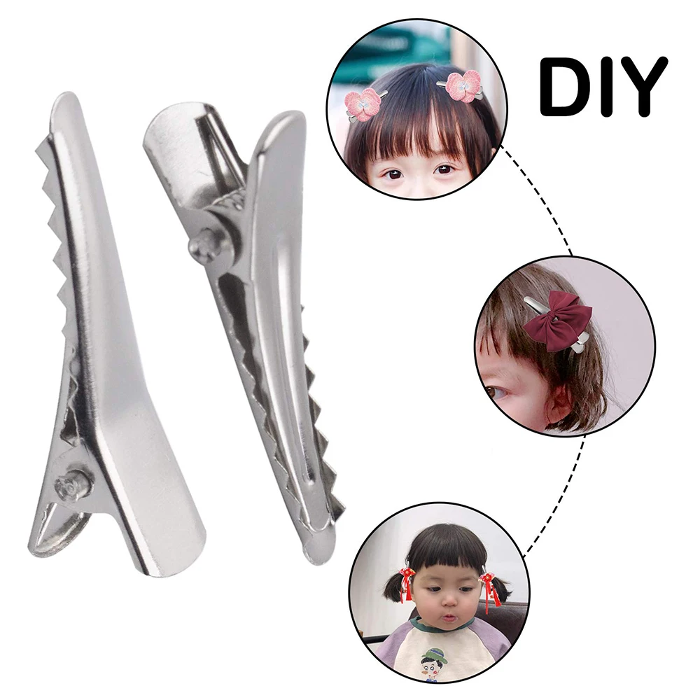 Pinzas para el pelo para niña y mujer, horquillas básicas de hierro de Color plateado de 2,5-6cm, pasadores hechos a mano con lazo, accesorios para el cabello, 50-30 Uds.