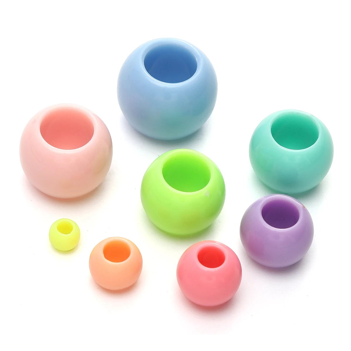6/10/12/14/16/18/20mm random mixed color acrylic ice cream color large hole beads unique loose beads handmade DIY making jewelry