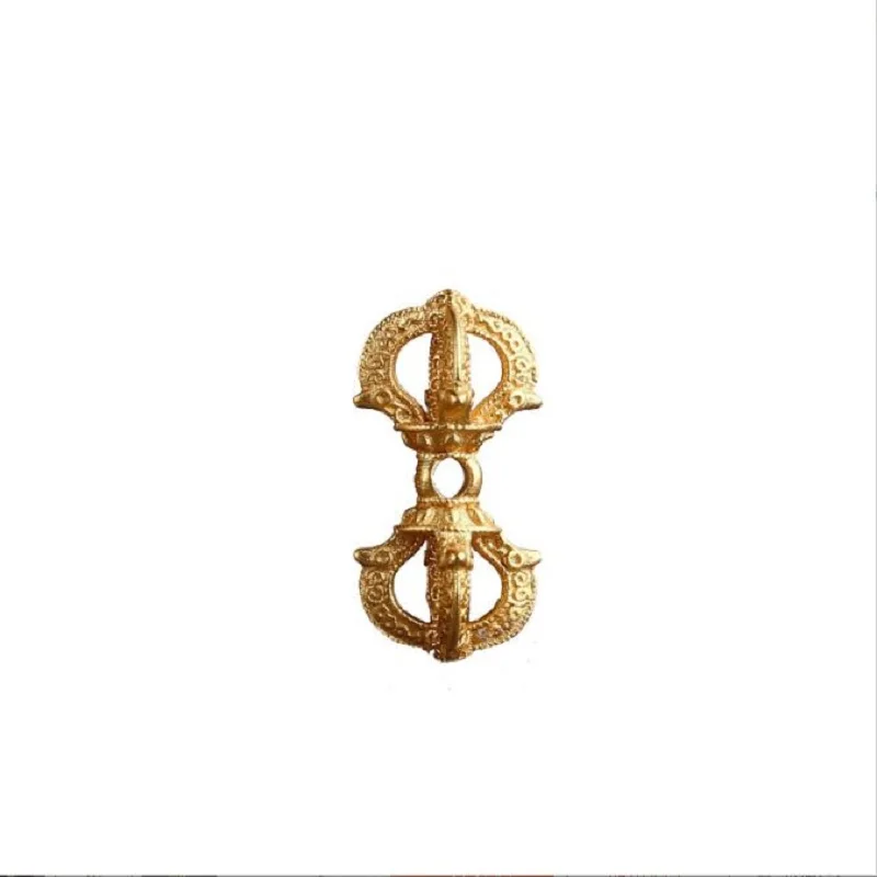 100% 925 Silver Gold-plated Tibetan Dorje Beads Buddhist Vajra Symbol Charm Jewelry Findings
