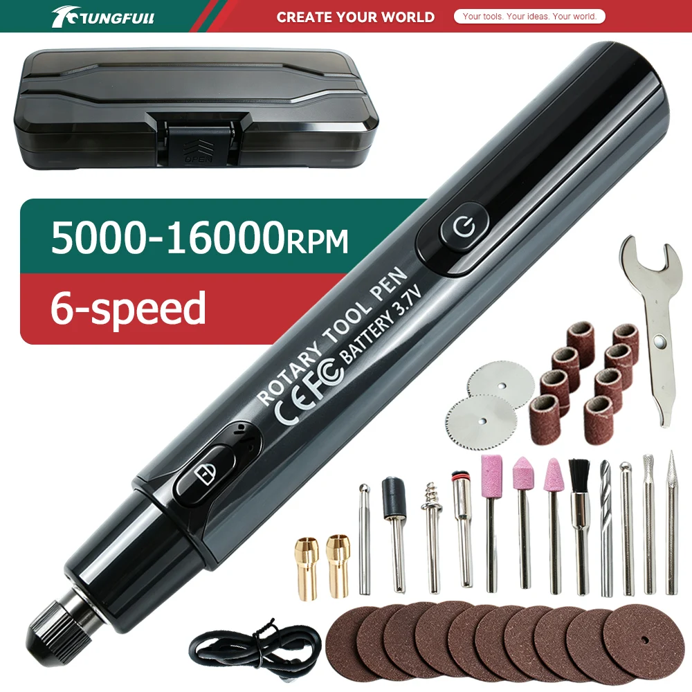6 Speeds Cordless Rotary Tool Kit with Box Rechargeable Engraving Polishing Pen Wireless Grinder Drill for Jewelry Metal Crafts