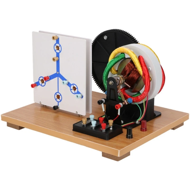 Manual Turn Physics Generator Demonstrator for Lab Teaching, Three Phase AC D C and Direct Current Model with Circuit Panel K1KF