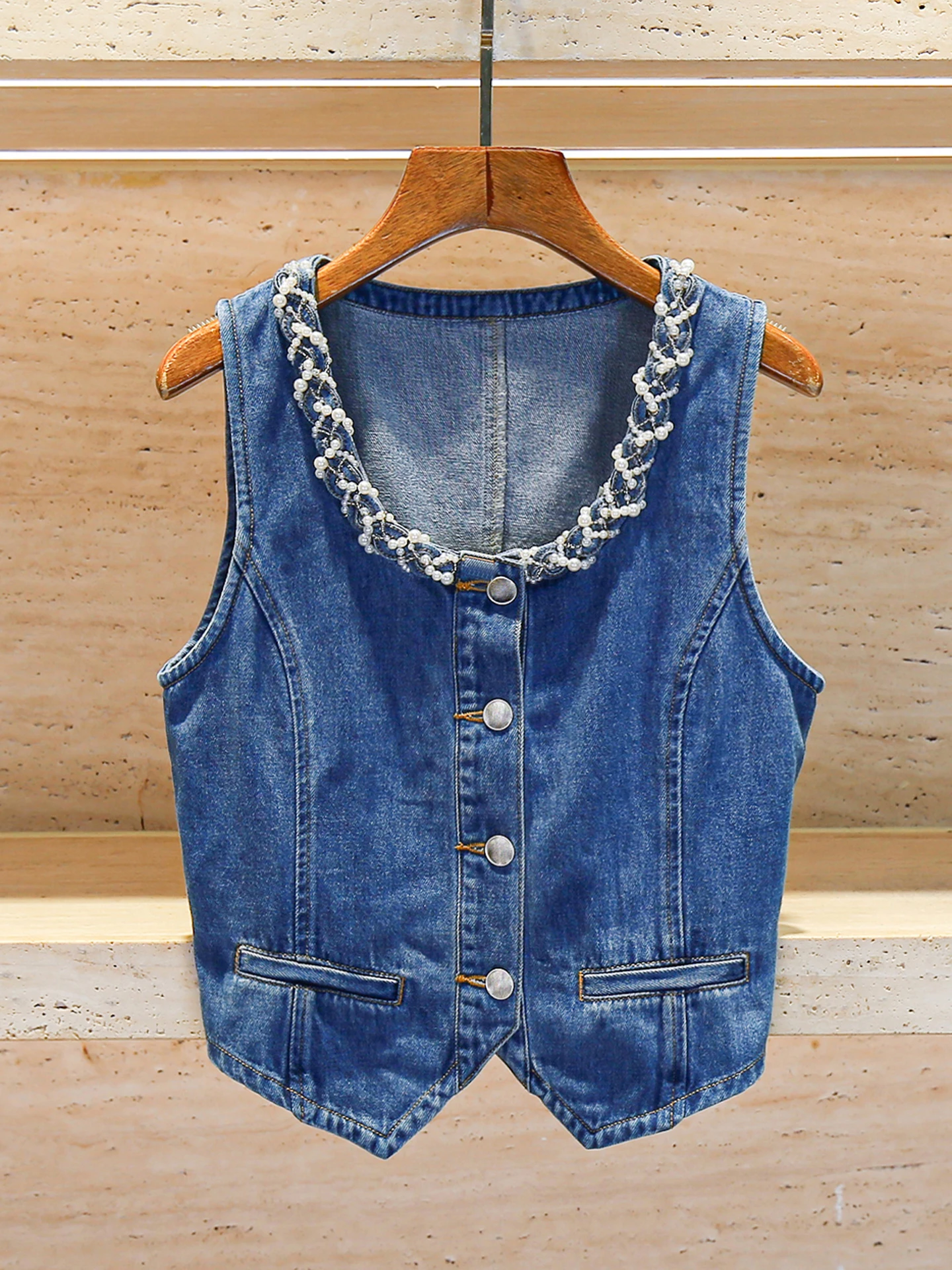 

Luxury ort Denim Vest Women's Top U-Ne Embroidered Summer Faion Commute Sle Chinese Production Regular Thin