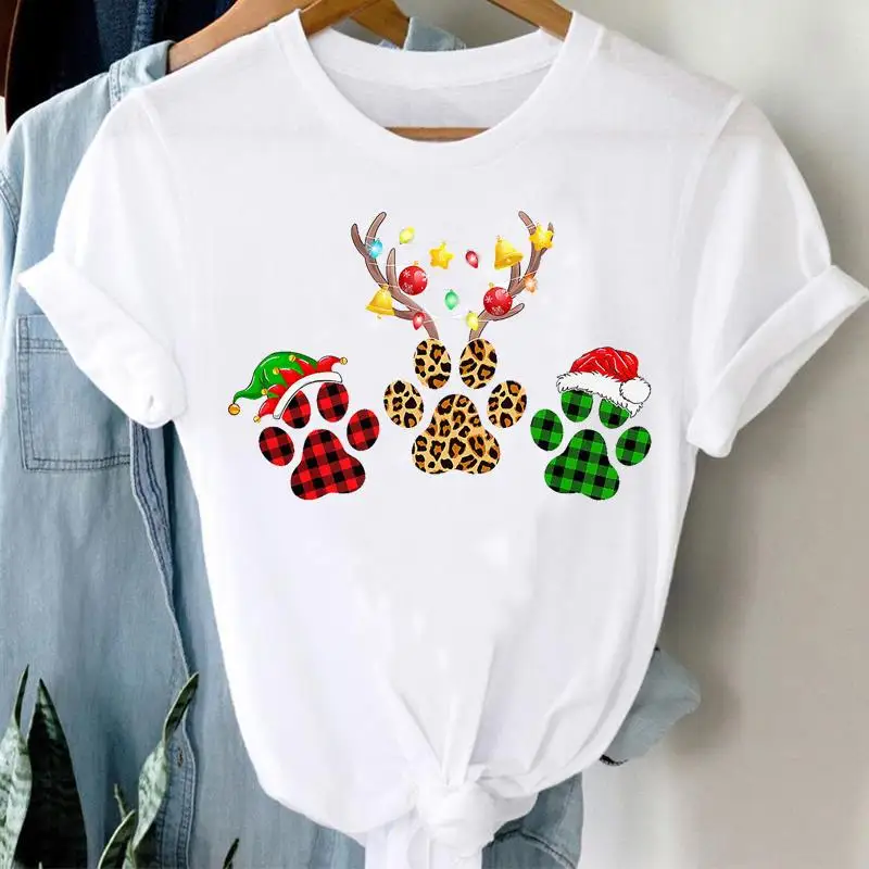 Santa Claus Christmas New Year Festival Printed European Clothing Round Neck Short Sleeve T-shirt Harajuku  Aesthetic Clothes