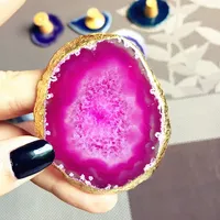 No Hole Natural Agate Geode Polished Irregular Crystal Slice Stone DIY Pendant Mineral Home Decoration Healing Crystal Stone