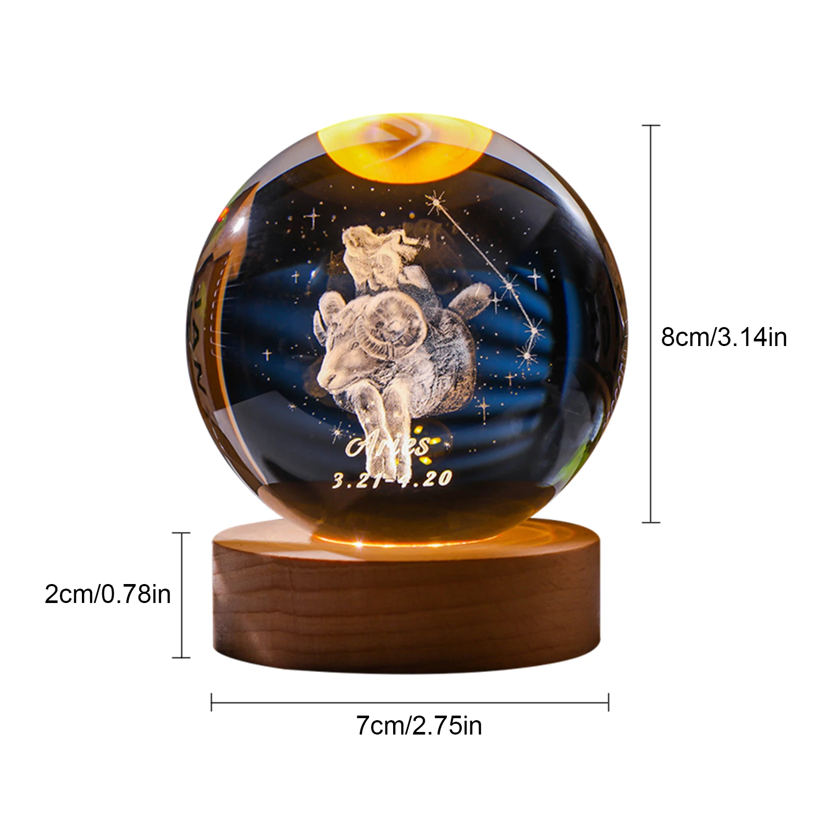 LED 12星座クリスタルボール銀河ランプムーンランプ輝く惑星銀河ナイトライトガラスボール家の装飾誕生日プレゼント