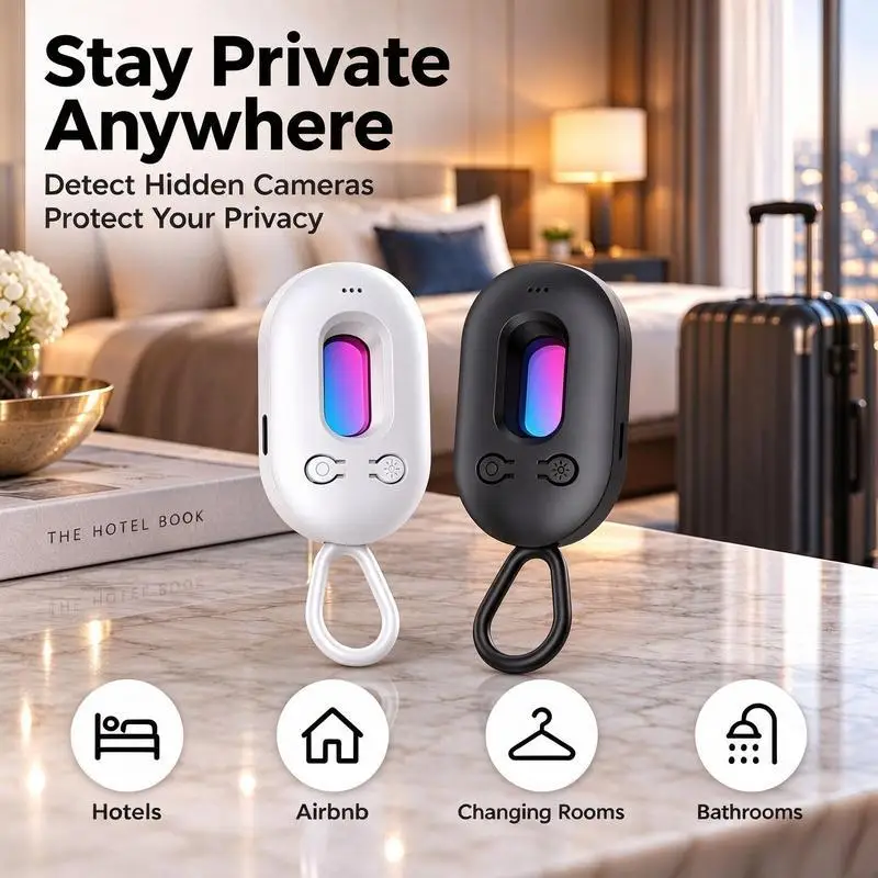 2Pcs Hidden/Miniature Camera Detector, Features door/window vibration alarms and an LED flashlight, Suitable for use in hotels, while traveling, showers, apartments, motels, fitting rooms, and more, prevent covert filming