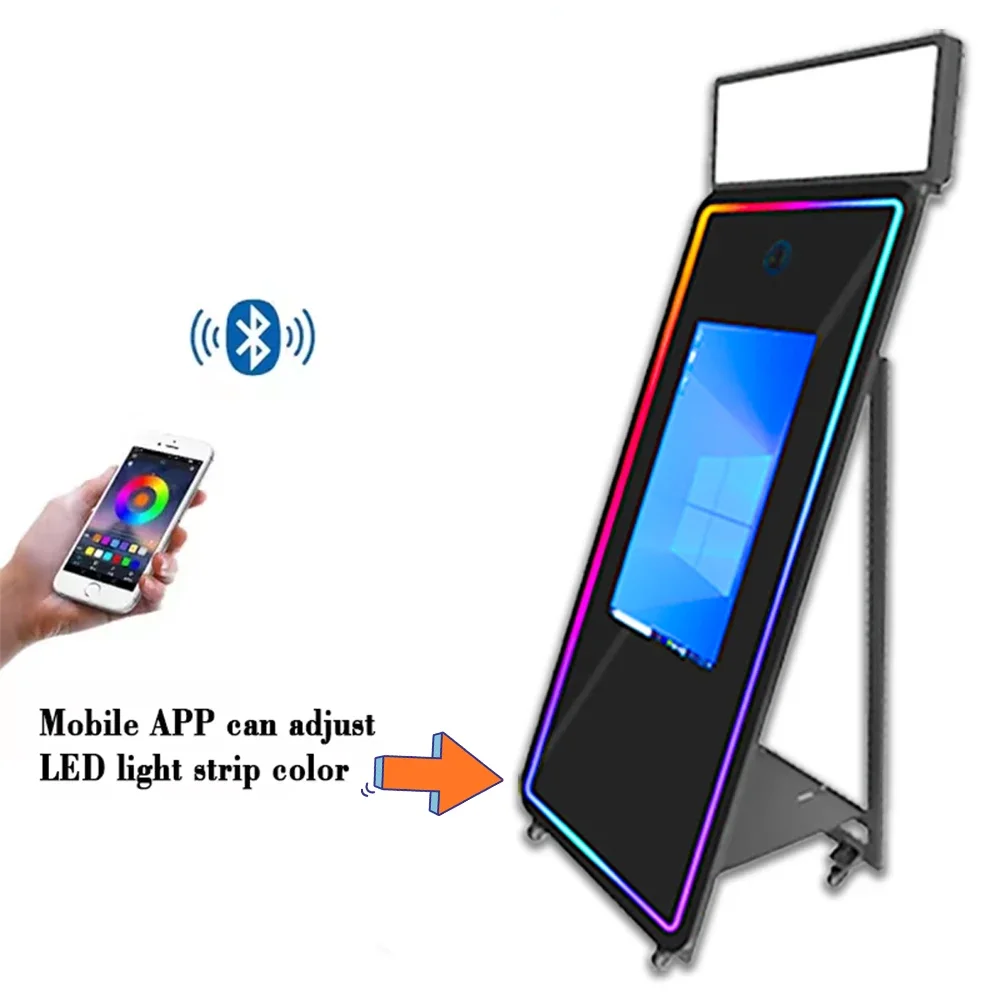 Smart 70 Inch Screen Magic Mirror Photo Booth With C amera And Printer Digital Interactive Mirror Photobooth