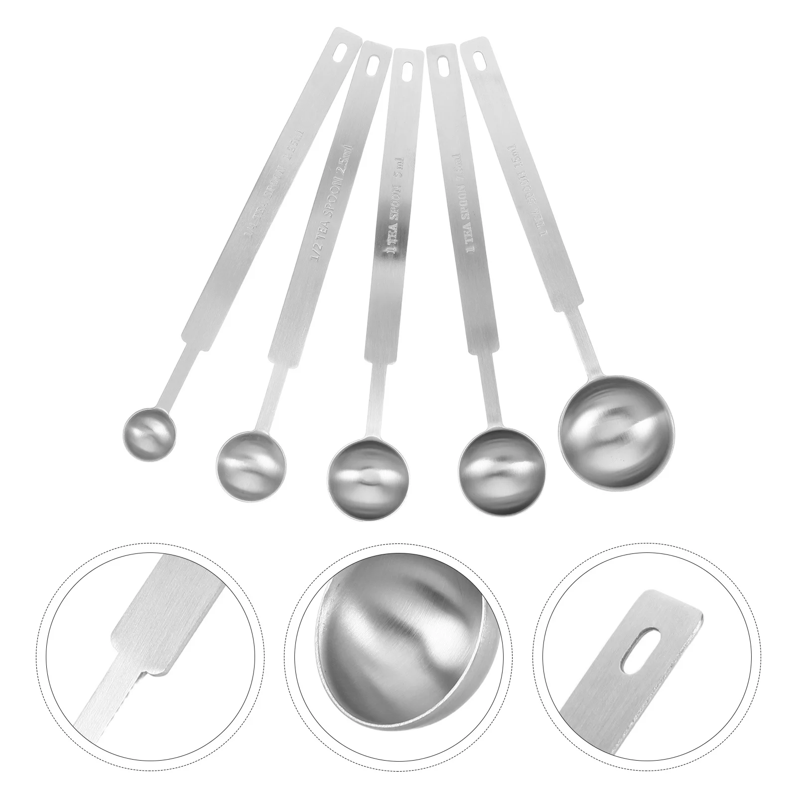 

5Pcs Stainless Steel Measuring Spoons Set Smooth Edge Coffee Tea Scoop Small Tablespoon for Baking Sugar Spices Milk Powder